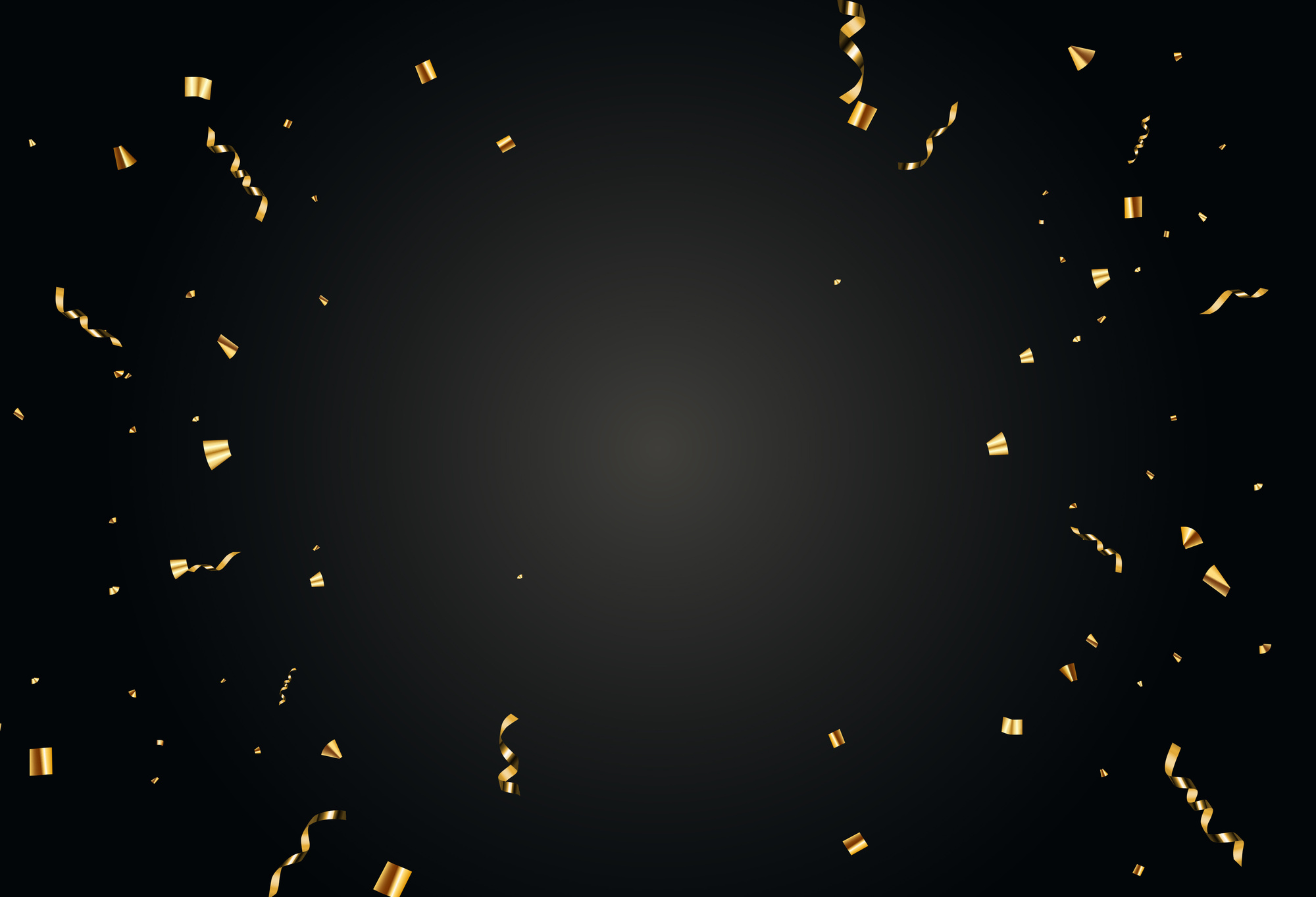 Gold Confetti on Black Background Wallpaper